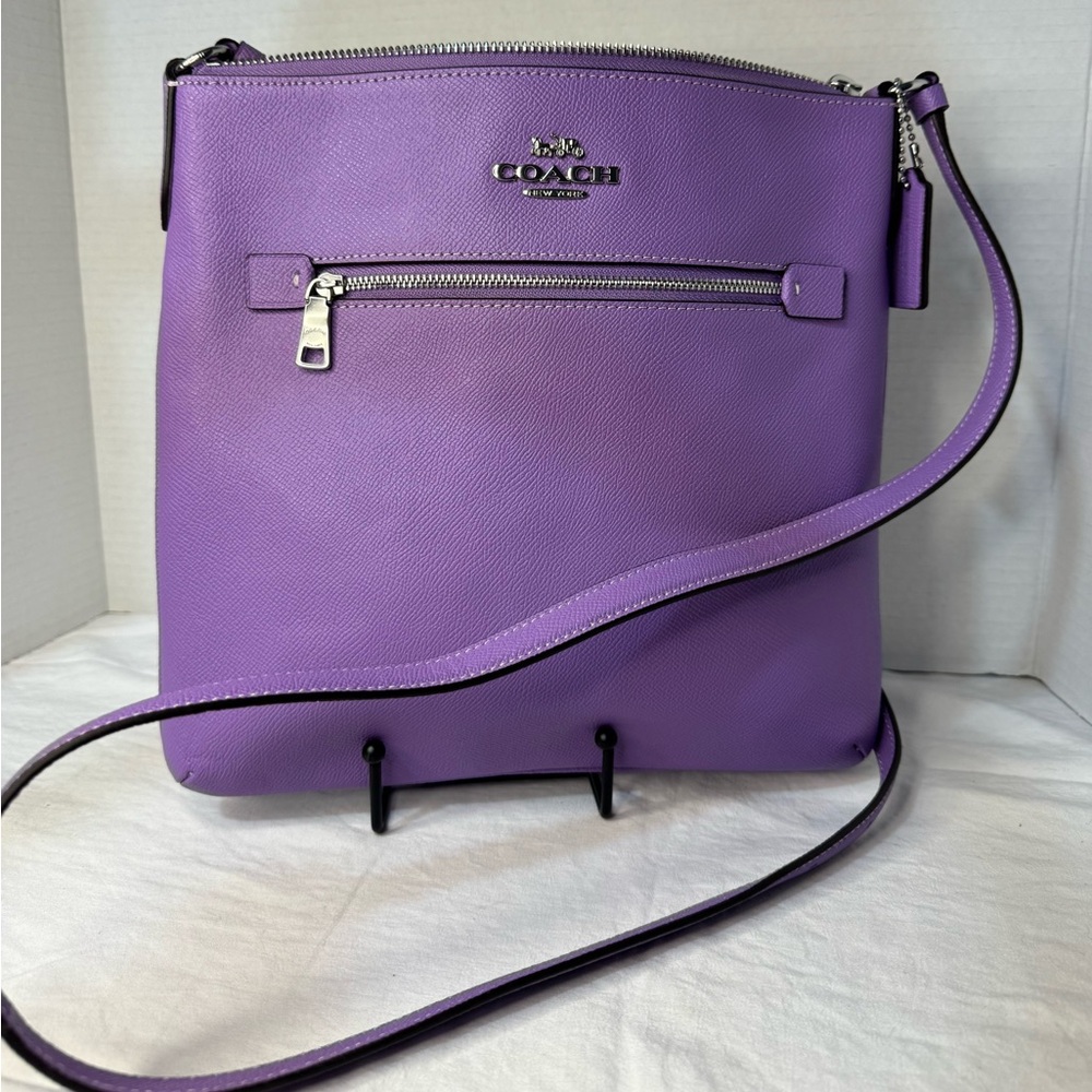 Coach Rowan File Leather Crossbody Bag with Adjustable Strap in Lilac NWOT